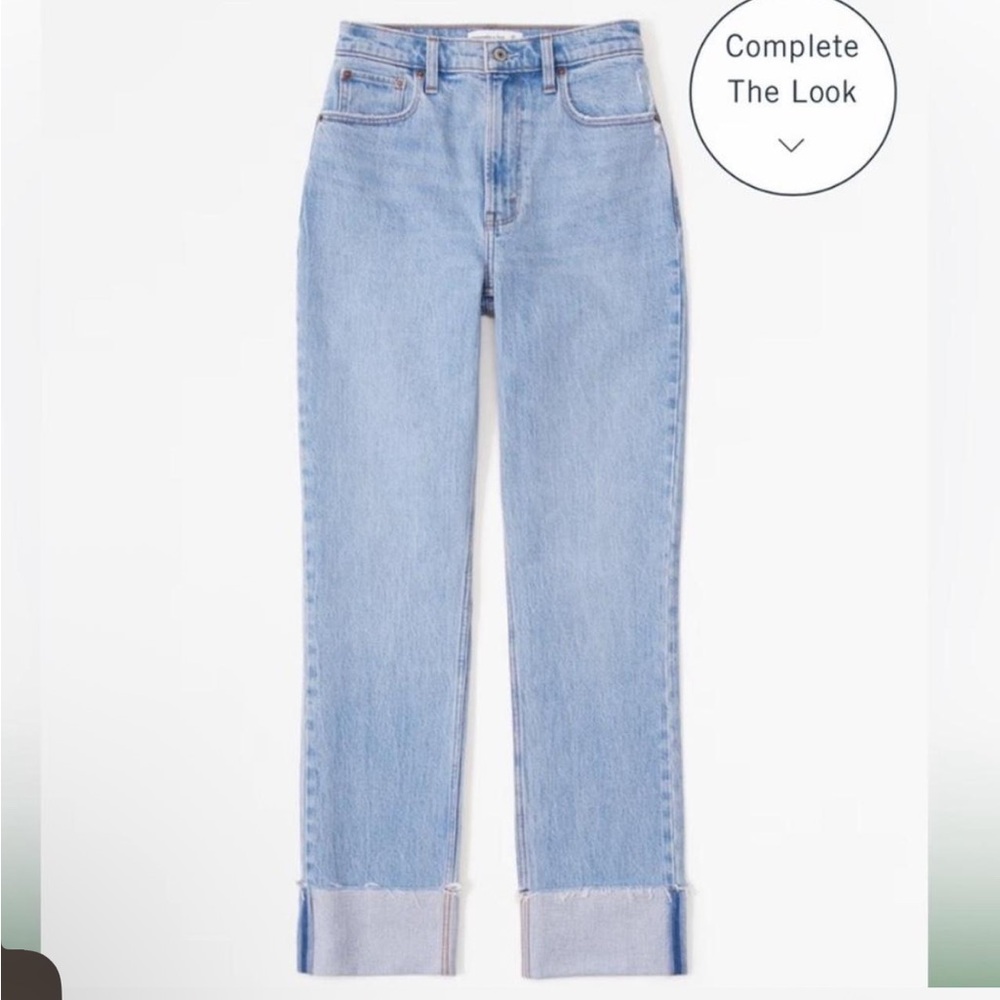 Abercrombie and Fitch Ultra High Rise Ankle Straight Cuffed Jeans - Picture 2 of 6